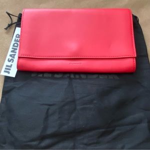 Jil Sander Red Leather Clutch